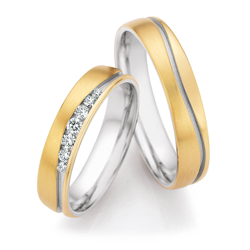 Eheringe Honeymoon Gelb-/Weißgold Brillant 0.075 ct.