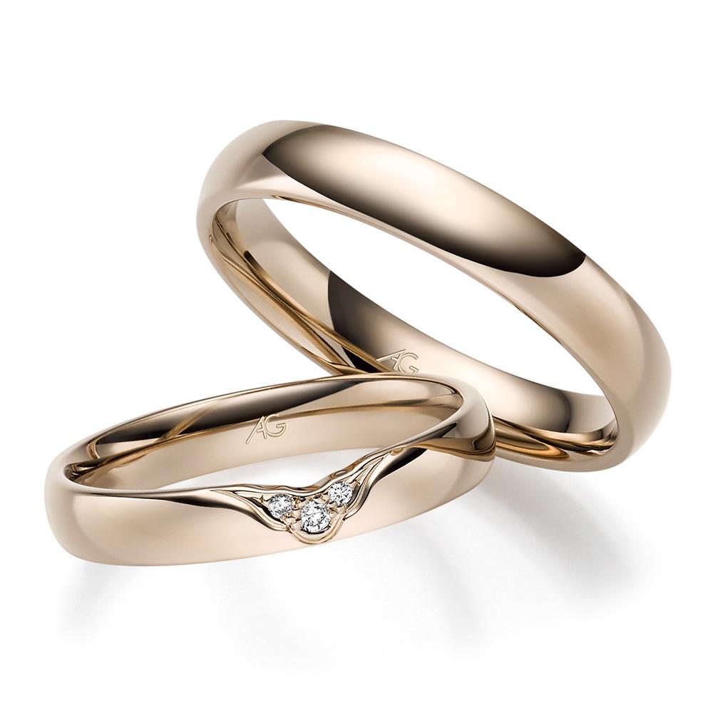 Trauringe Haselnussgold Brillant 0.025 ct.