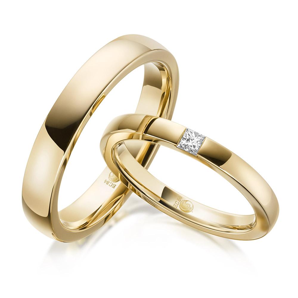 Trauringe Gelbgold Princess 0.070 ct.